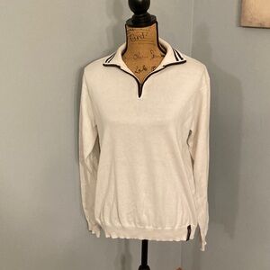 Izod White Sweater with Black Trim